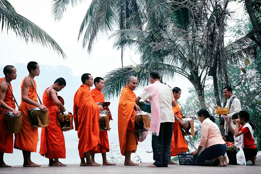 Almsgiving Ceremony, Laos - Educational school trip