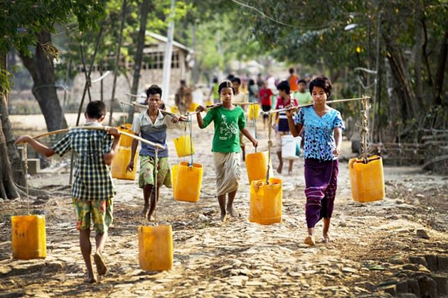 Local people in Dala town - Myanmar school trips