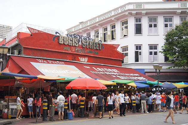 Vibrant atmosphere at Bugis Street - Singapore school trips