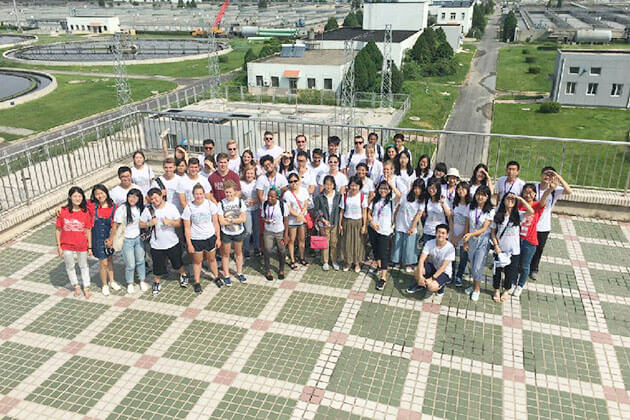 students visit Gaobeidian Wastewater Treatment Plant from school tour to China